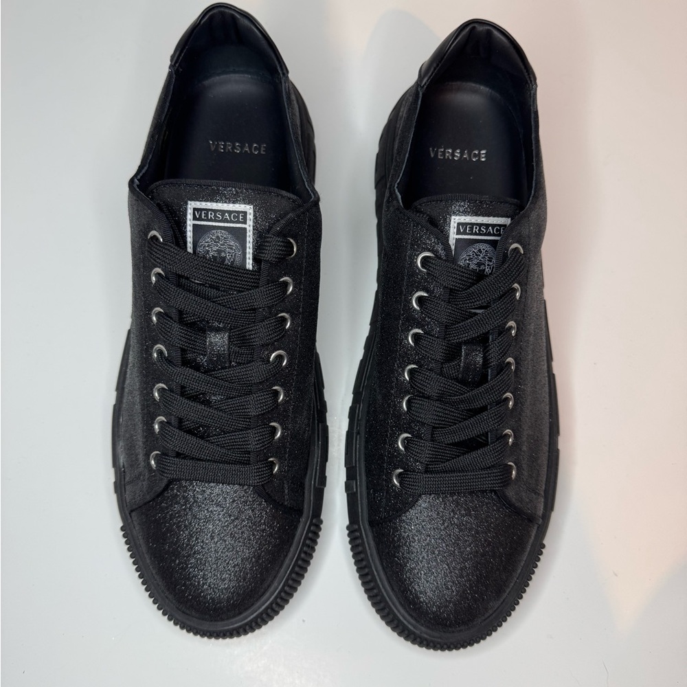 New! Never worn! Versace Black Glitter Low-Top Sneakers!
